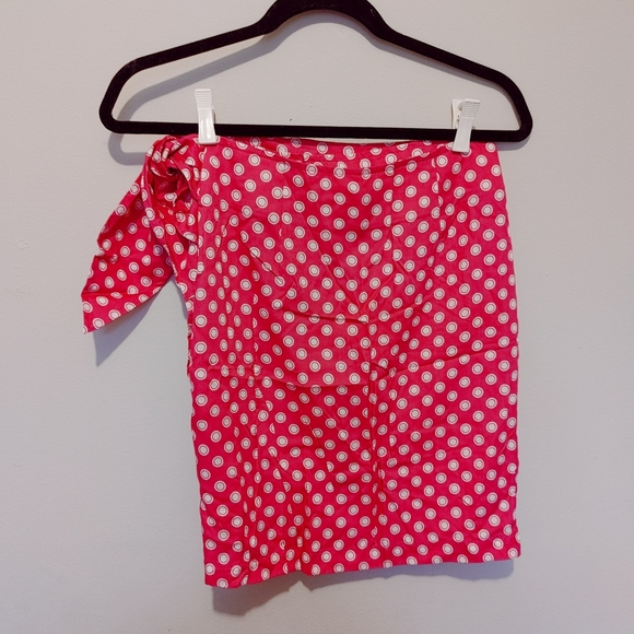 Vintage ESPRIT Pink Polka Dot Wrap/Bandage Skirt, Size 7/8 - Picture 5 of 9